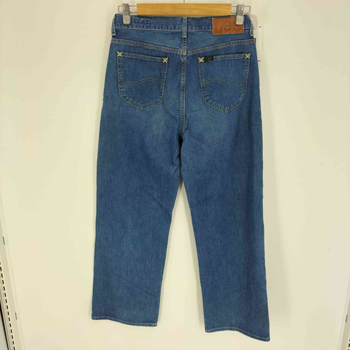 リー Lee ロゴボタン レザーパッチ 5ポケット ワイド デニム パンツ レディース JPN:M