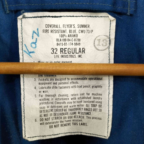 ユーエスエアーフォース U.S. AIR FORCE LITE INDUSTRIES アラミド フライトスーツ CWU-73/P メンズ 32-R