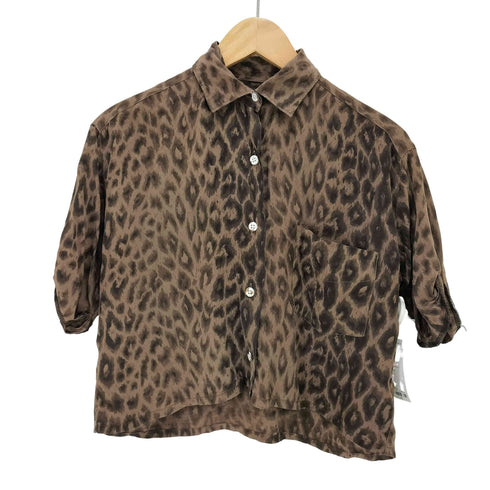 アスペジ ASPESI BASIC レオパード クロップド S/S シャツ レディース import:L