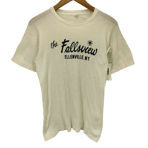 70-80S USA製 FRUIT OF THE LOOM ボディ The Fallsview ELLENVILLE ラバープリント S/S Tシャツ シングルステッチ メンズ import:L