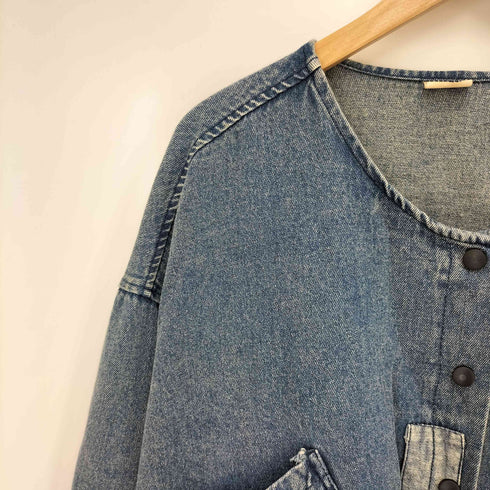 BDNZX Denim Patch Work Jacket デニム パッチワーク ノーカラー ジャケット レディース