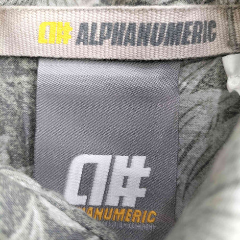 90-00s ALPHANUMERIC アルファヌメリック アロハ 総柄 ロゴパッチワーク 半袖シャツ メンズ import:L