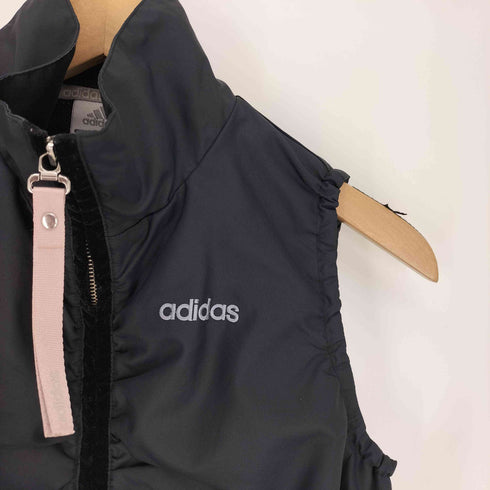 アディダス adidas ロゴ 刺繍 ベロア レール 裏地 メッシュ ジップアップ ベスト レディース JPN:XS