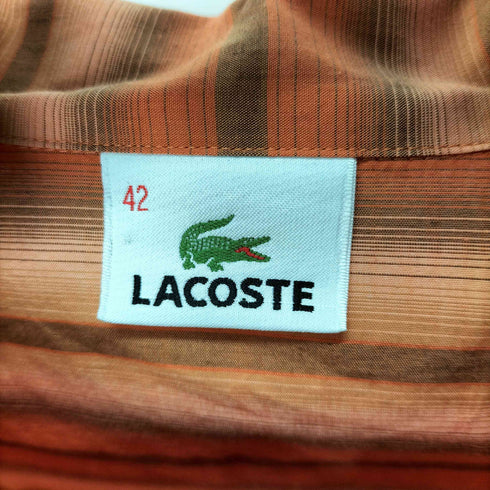 ラコステ LACOSTE ワンポイントロゴ刺繍 L/S ボーダースキッパーシャツ レディース 42