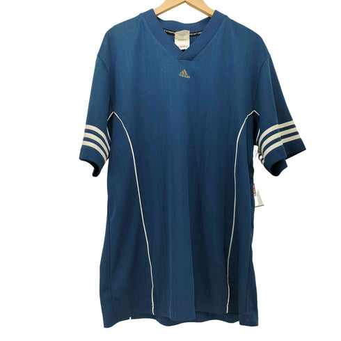 アディダス adidas 90-00S 万国旗タグ トレフォイルロゴ モノグラム Vネック S/S ゲームシャツ メンズ import:L