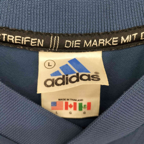 アディダス adidas 90-00S 万国旗タグ トレフォイルロゴ モノグラム Vネック S/S ゲームシャツ メンズ import:L