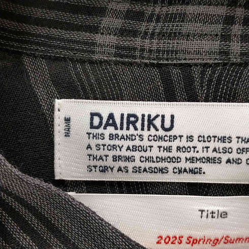 ダイリク DAIRIKU SKELTON LAYERED CHECK SHIRT メンズ JPN:L