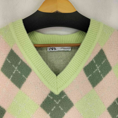 ザラ ZARA Knit Argyle Sweater Vest レディース M