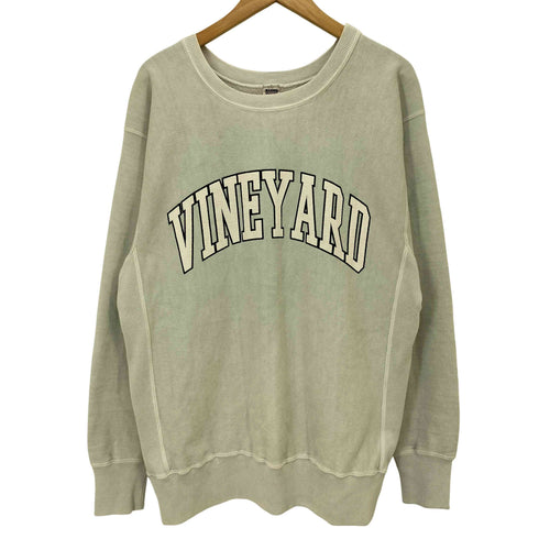 バーンズ アウト フィッターズ BARNS OUT FITTERS 日本製 VINEYARD ピグメント 加工 アーチロゴ ラバー プリント クルーネック サイドパネル スウェット メンズ JPN:L