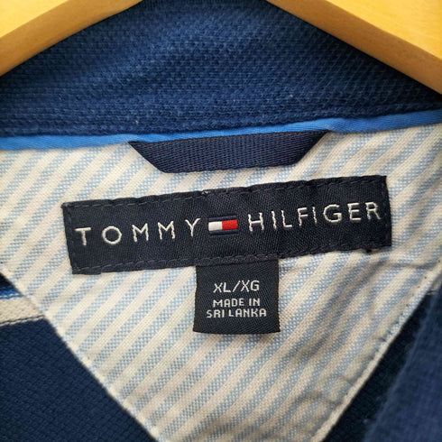 トミーヒルフィガー TOMMY HILFIGER ロゴ刺繍 ボーダーポロシャツ メンズ import:XL