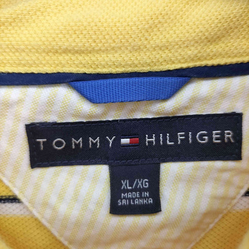 トミーヒルフィガー TOMMY HILFIGER ロゴ刺繍 ボーダーポロシャツ メンズ import:XL