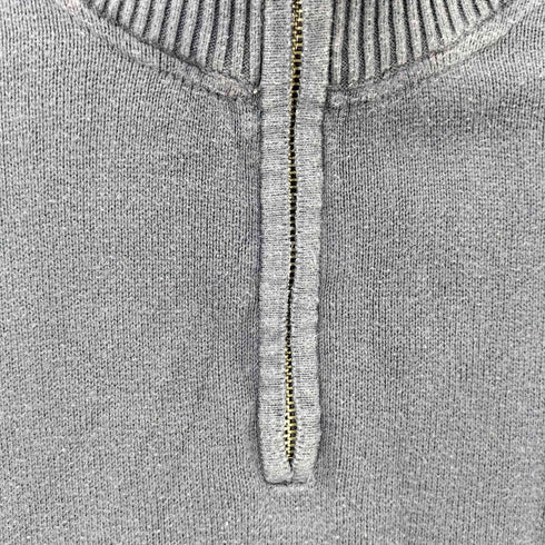トミーヒルフィガー TOMMY HILFIGER ロゴ刺繍 ハーフジップ コットンニット メンズ import:XXL