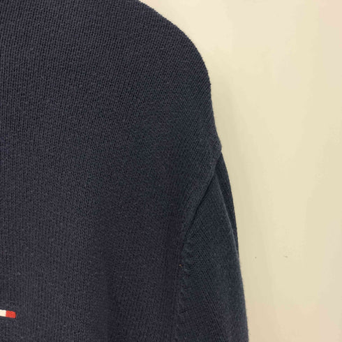 トミーヒルフィガー TOMMY HILFIGER ロゴ刺繍 ハーフジップ コットンニット メンズ import:XXL