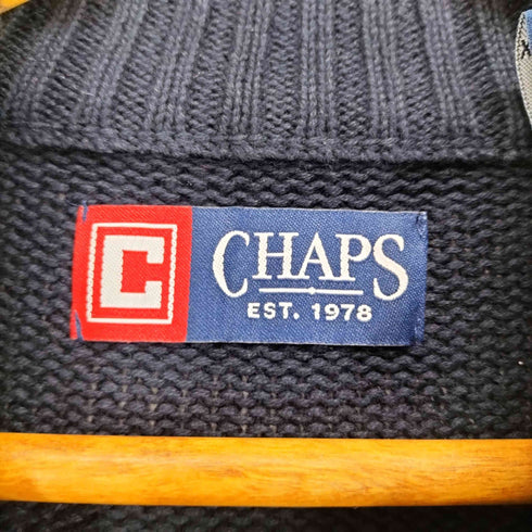 チャップスラルフローレン CHAPS RALPH LAUREN ワンポイントロゴ刺繍 ハーフジップ コットンニット メンズ XXL
