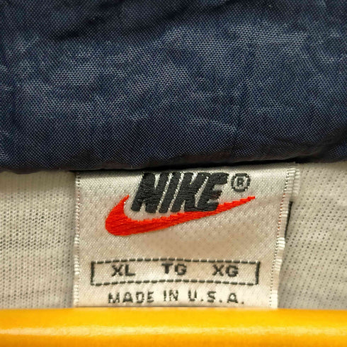ナイキ NIKE 90S USA製 白タグ ロゴ刺繍 バイカラーナイロンジャケット メンズ import:XL
