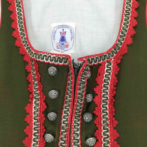 Strasser Dirndl 60~70s コンチョボタン フラワー総柄 ディアンドル ユーロ レディース 40