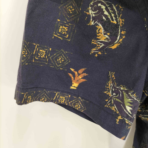 Hantoh-MIN 民族柄 S/S アロハシャツ ウッドボタン メンズ JPN:M