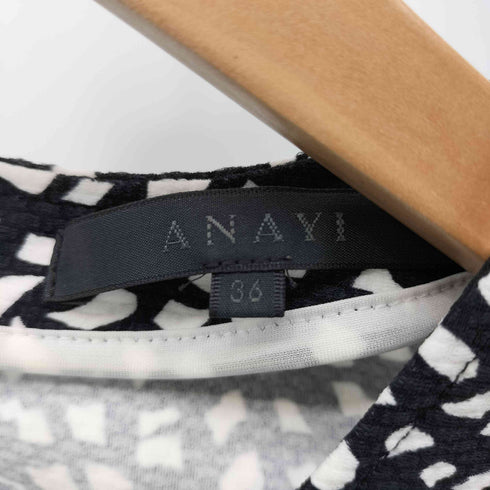 アナイ ANAYI 総柄 Vネック ワンピース レディース 36