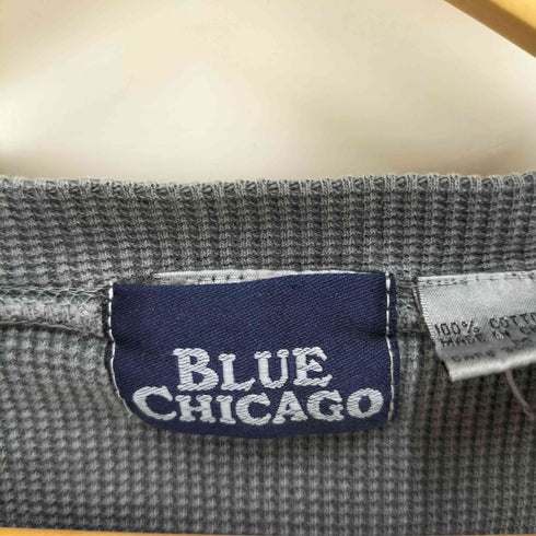 BLUE CHICAGO JAZZ BAR ジャズ 刺繍 ピグメントダイ ヘンリーネック サーマル L/S Tシャツ メンズ import:M