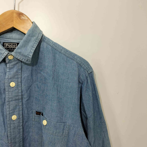 ポロバイラルフローレン Polo by RALPH LAUREN ポニー無し 猫目ボタン フロントポケット L/S シャツ メンズ import:M