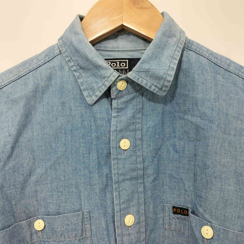 ポロバイラルフローレン Polo by RALPH LAUREN ポニー無し 猫目ボタン フロントポケット L/S シャツ メンズ import:M