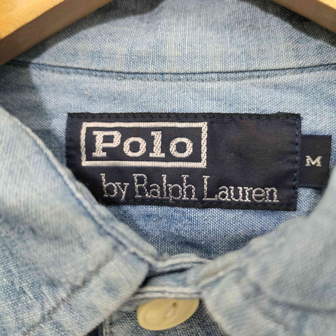 ポロバイラルフローレン Polo by RALPH LAUREN ポニー無し 猫目ボタン フロントポケット L/S シャツ メンズ import:M