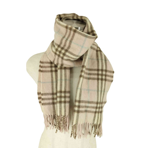 バーバリーロンドン BURBERRY LONDON 100%cashmere ノヴァチェックカシミヤフリンジマフラー レディース