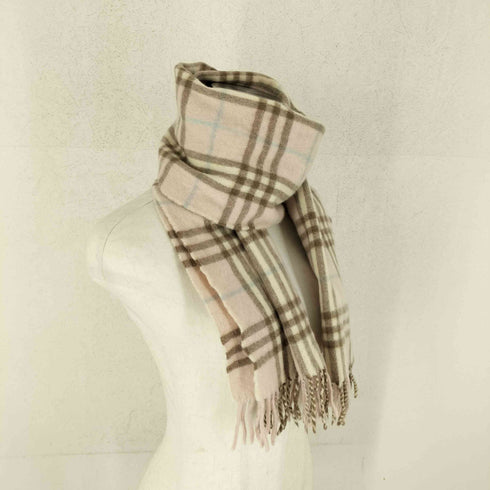 バーバリーロンドン BURBERRY LONDON 100%cashmere ノヴァチェックカシミヤフリンジマフラー レディース