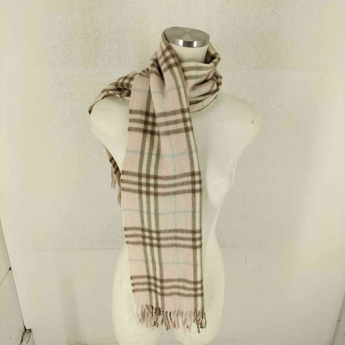 バーバリーロンドン BURBERRY LONDON 100%cashmere ノヴァチェックカシミヤフリンジマフラー レディース