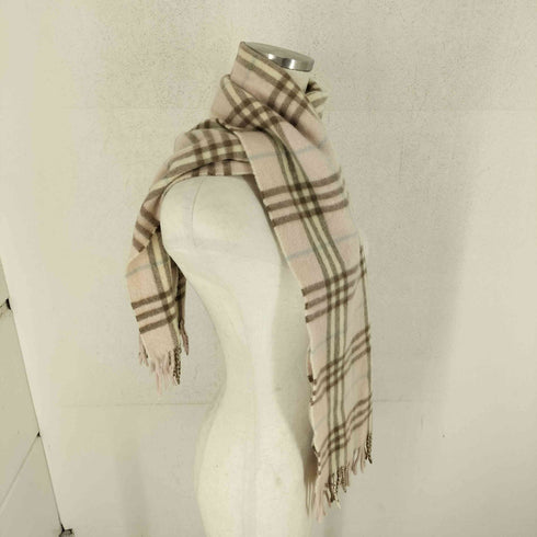 バーバリーロンドン BURBERRY LONDON 100%cashmere ノヴァチェックカシミヤフリンジマフラー レディース