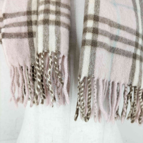 バーバリーロンドン BURBERRY LONDON 100%cashmere ノヴァチェックカシミヤフリンジマフラー レディース