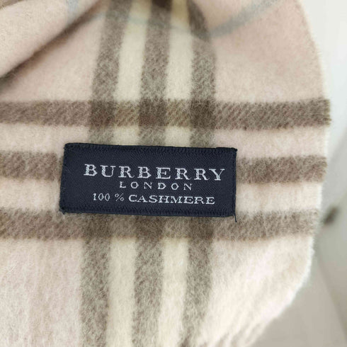 バーバリーロンドン BURBERRY LONDON 100%cashmere ノヴァチェックカシミヤフリンジマフラー レディース