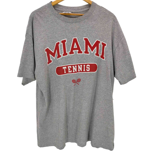 チャンピオン Champion USA製 テニスプリントクルーネックTシャツ メンズ import:XL
