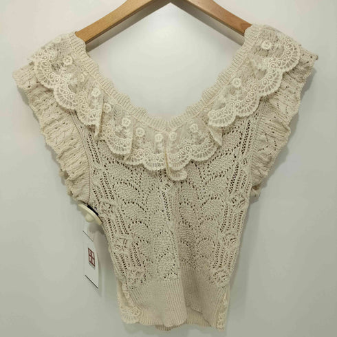 ザラ ZARA フリル付きニットトップス レディース import:M