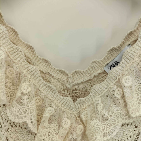 ザラ ZARA フリル付きニットトップス レディース import:M