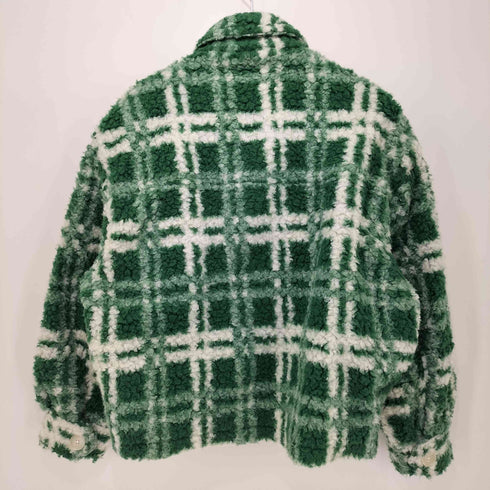 ザラ ZARA グリーンチェック ボア ブルゾンジャケット レディース import:XS