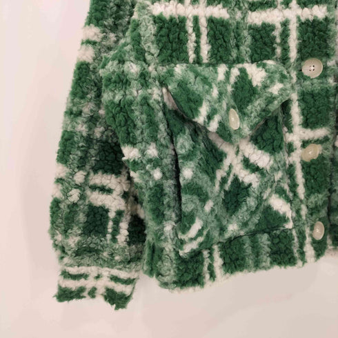 ザラ ZARA グリーンチェック ボア ブルゾンジャケット レディース import:XS