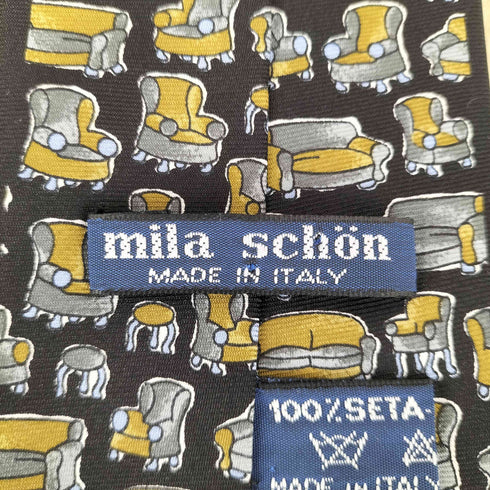 ミラショーン mila schon 椅子柄 シルクネクタイ MADE IN ITALY メンズ