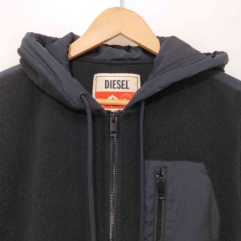 ディーゼル DIESEL SUCCESSFUL CLIMBING 1978 ナイロン切替 ジップアップ フリースパーカー メンズ import:S
