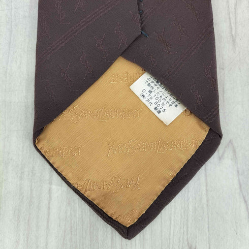 イヴサンローラン Yves Saint Laurent ロゴ総柄シルクネクタイ MADE IN JAPAN メンズ