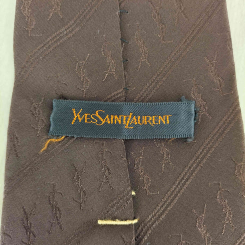 イヴサンローラン Yves Saint Laurent ロゴ総柄シルクネクタイ MADE IN JAPAN メンズ