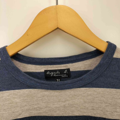 アニエスベーオム Agnes b.homme ボーダー クルーネック コットンTシャツ メンズ T1