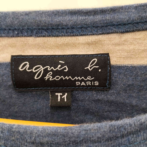 アニエスベーオム Agnes b.homme ボーダー クルーネック コットンTシャツ メンズ T1