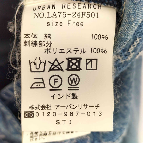アーバンリサーチサニーレーベル URBAN RESEARCH Sonny Label クロス刺繍デニムサロペット レディース FREE