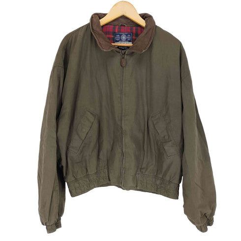 ギャップ Gap 80~90S 襟レザー切替オイルドコットンジップアップブルゾン メンズ L