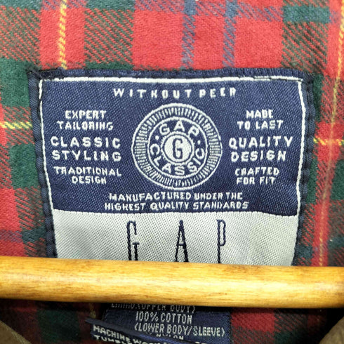 ギャップ Gap 80~90S 襟レザー切替オイルドコットンジップアップブルゾン メンズ L