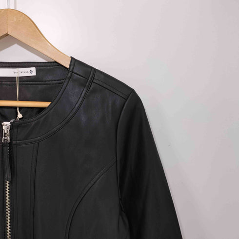 boujeloud フェイクレザー ノーカラー ハーフ コート レディース JPN:38