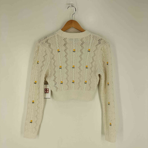 ザラ ZARA 花刺繍透かし L/S ニット プルオーバー レディース import:M