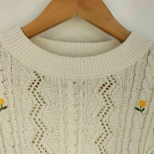 ザラ ZARA 花刺繍透かし L/S ニット プルオーバー レディース import:M
