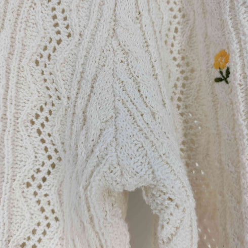 ザラ ZARA 花刺繍透かし L/S ニット プルオーバー レディース import:M